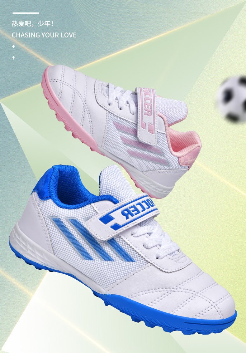 New football shoes for men and women with Velcro for children TF Broken Nail Style Youth Student Grassland Flat Training Shoes