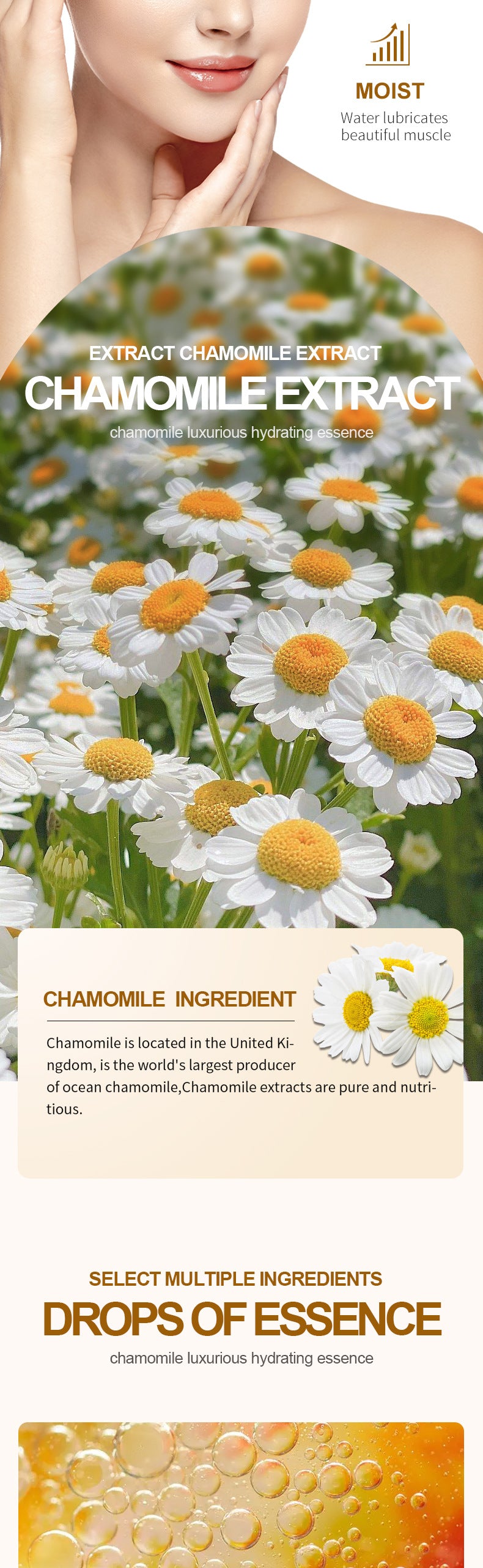 Full English Plant Essence Serum SADOER Aloe Vera Rose Chamomile Hydrating Moisturizing  Foreign Trade Wholesale