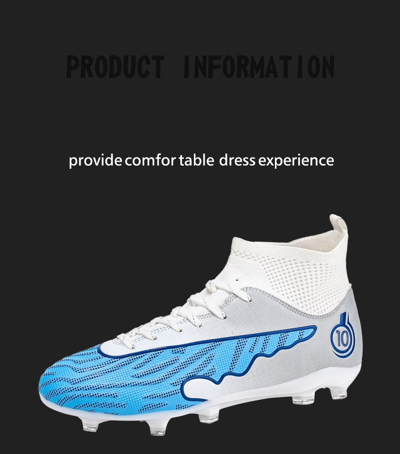 New Professional Football Shoes Boys High Top Youth Students Competition Training AG Long Spike Broken Spike Sneakers
