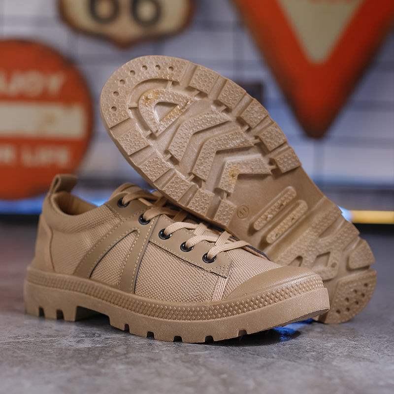 New Five-Star Liberation Shoes for Men, Non-Slip, Wear-Resistant, Suitable for Construction Sites, Military Training, Labor Protection, Low-Cut Canvas, Breathable, Odor-Resistant Rubber Shoes