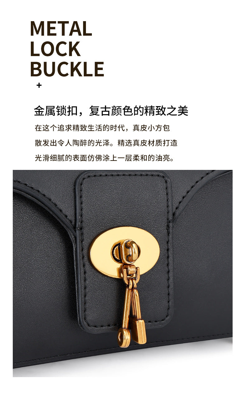 European and American Women's Bag High-End Light Luxury Handbag Niche Versatile Fashion Genuine Leather Crossbody Bag Single Shoulder Underarm Bag for Women