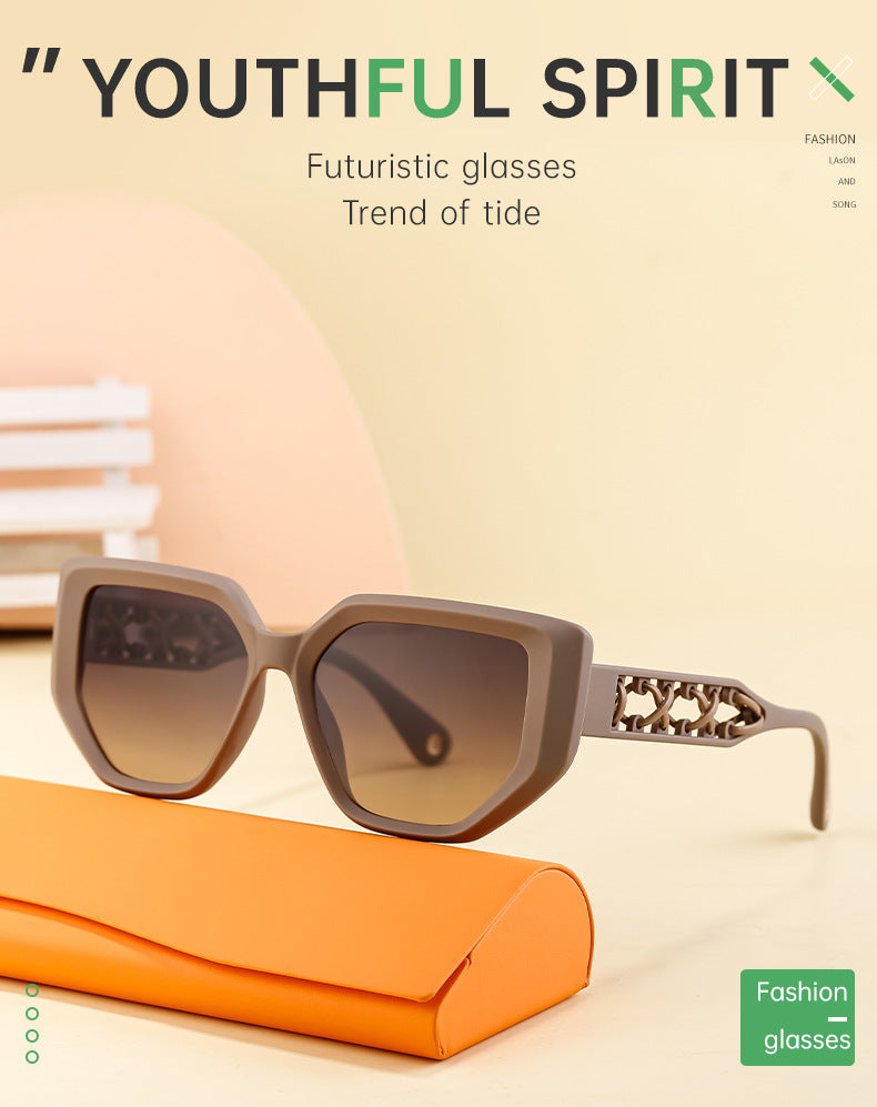 European and American Cat Eye Sunglasses for Women, High-End Hollow Frame Small Frame Sunglasses, Natural Look Glasses sunglasses