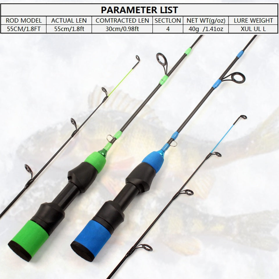 55cm3Carbon Fiber Ice Fishing Rod Ultra Soft Ultra Light Portable Winter Fishing Rod European and American Winter Fishing