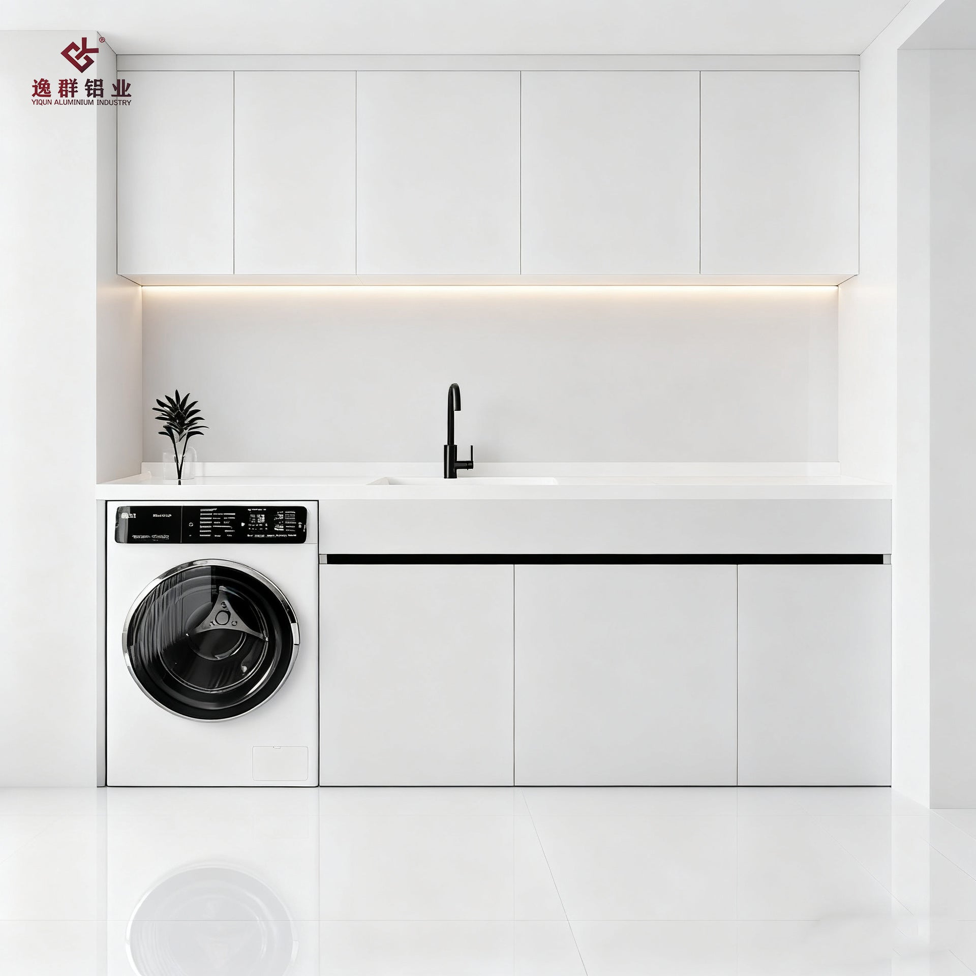 Custom Aluminum Alloy Balcony Washing Machine Basin Integrated Cabinet Combination Corner Wash Basin Laundry Sink with Scrub Board Manufacturer