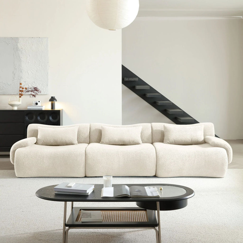 Vacuum Compressed Sofa Second-Hand Modular Combination Small Apartment Wabi-Sabi Style Living Room Designer Lamb Wool Fabric Sofa