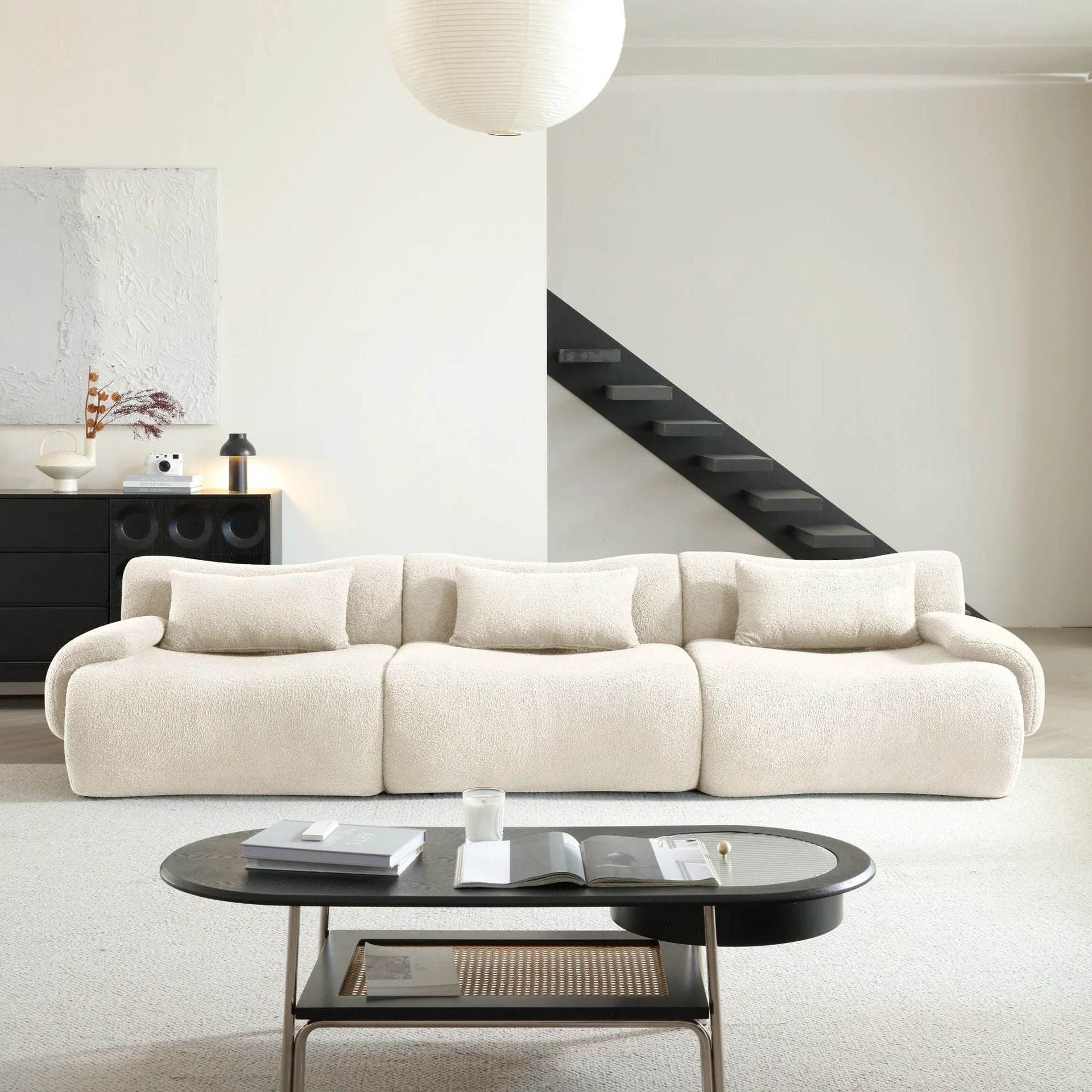 Vacuum Compressed Sofa Second-Hand Modular Combination Small Apartment Wabi-Sabi Style Living Room Designer Lamb Wool Fabric Sofa