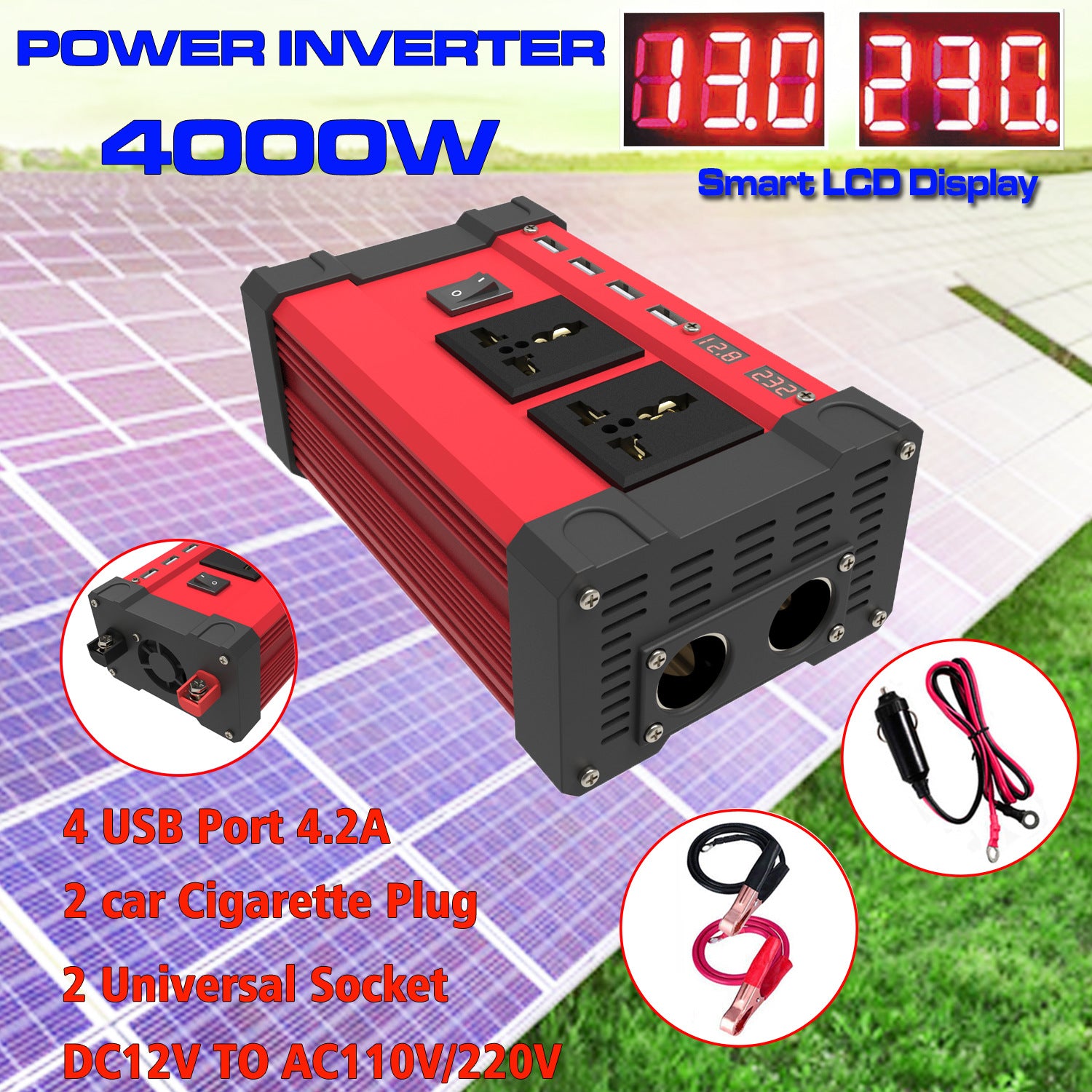 Automobile and Motorcycle Parts Car Adapter300W/500W Inverter12V Turn110V/220V Car Inverter Power Supply