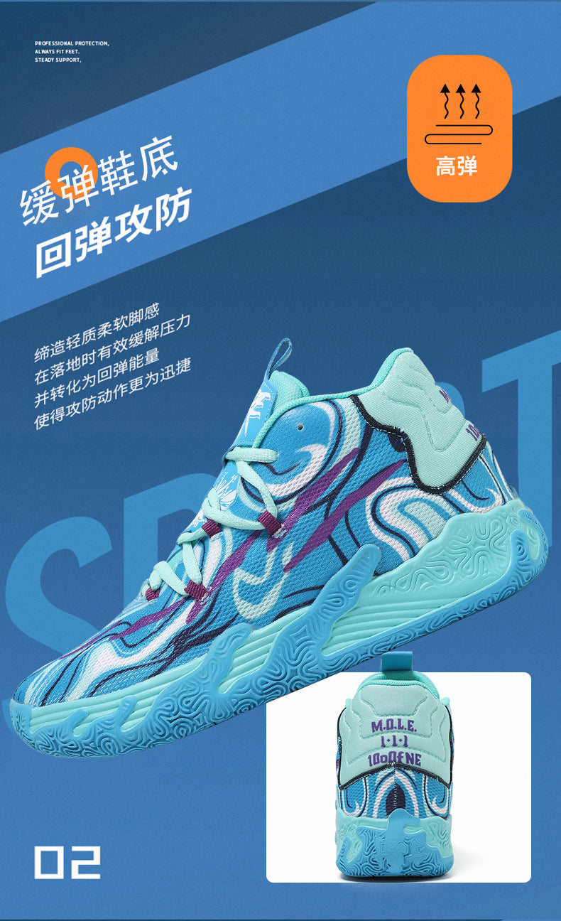 New Mid-Calf Professional Basketball Shoes Outdoor Practical Breathable Couple Shoes Thick Sole Non-Slip Unisex Shock Absorption Sports Shoes