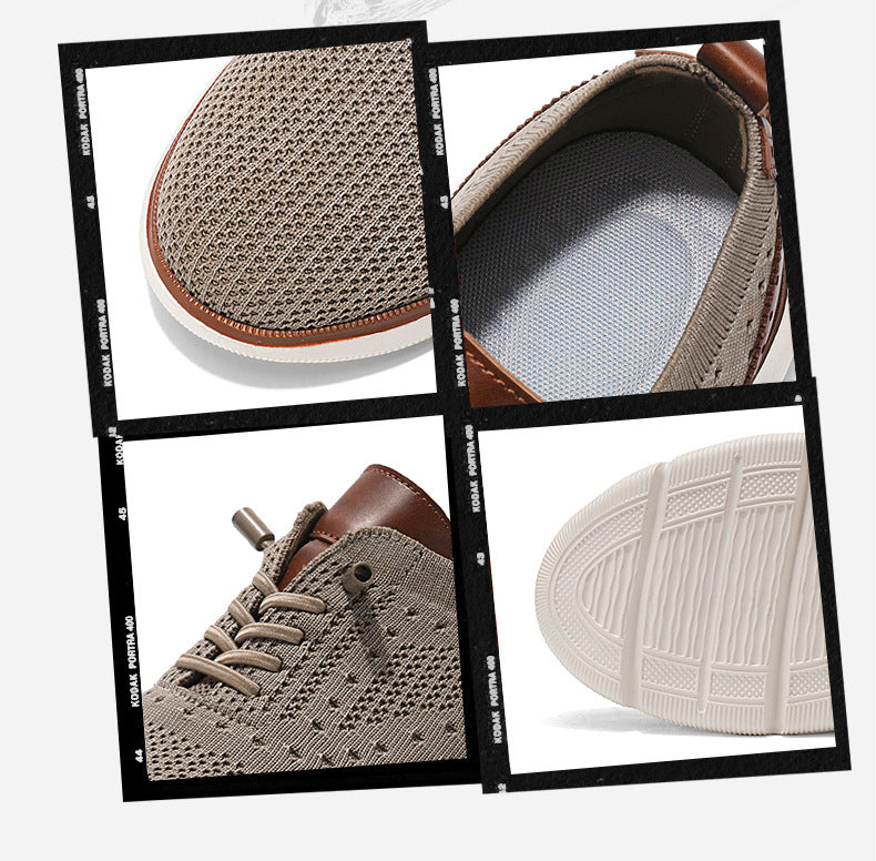 Foreign Trade Large Size Men's Shoes Lightweight Casual Sports Shoes Breathable Flyknit Mesh Loafers One-Piece Dropshipping Fashion Versatile