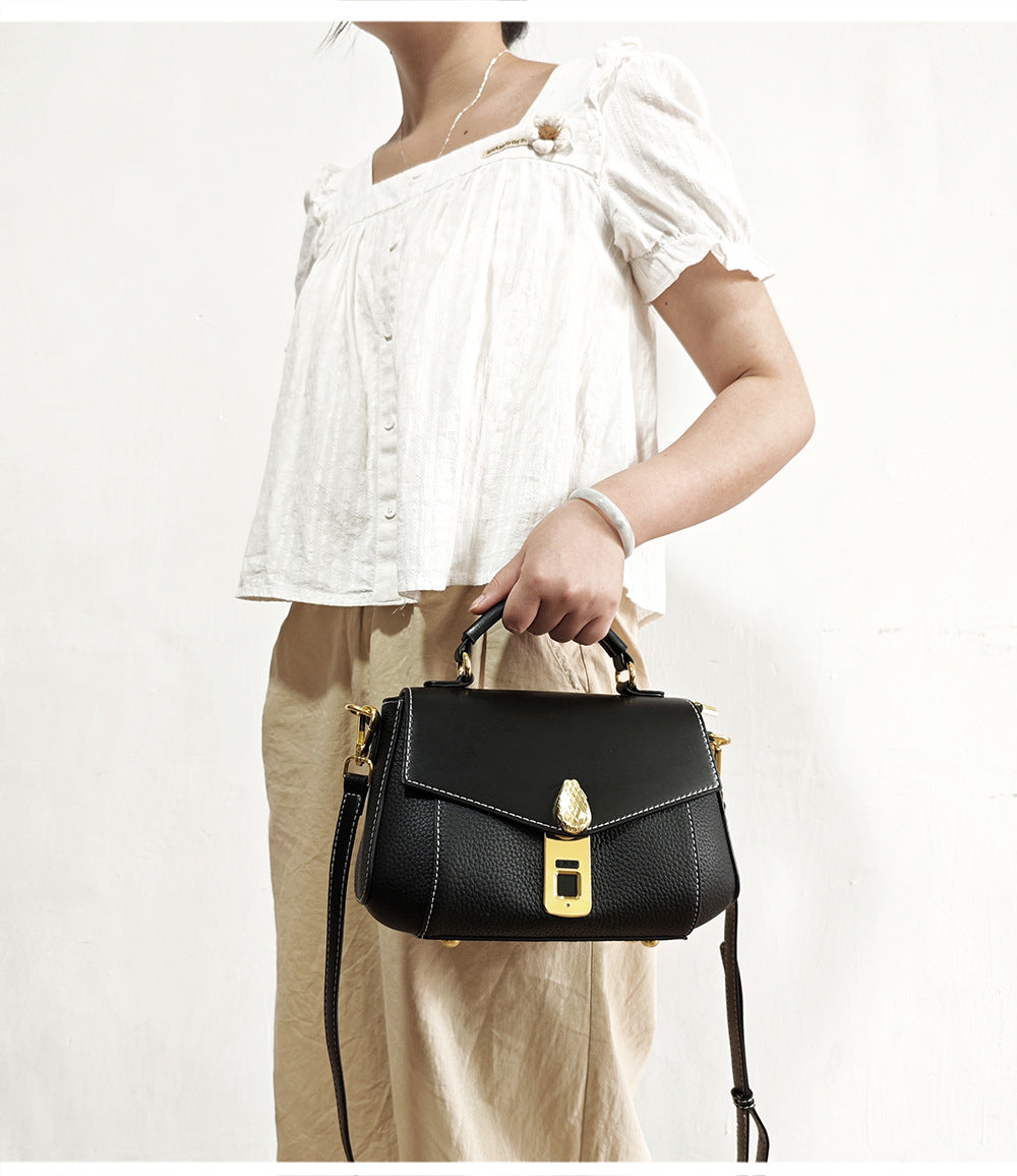 Customized Fingerprint Unlock Bag High-end Fashion Top Layer Cowhide Large Capacity Handbag Crossbody Genuine Leather Women's Bag