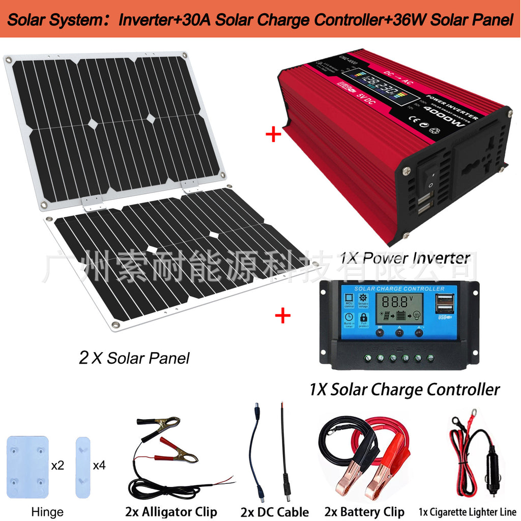 12V Solar Energy Kit System: Inverter 30A Controller 18W Solar Panel Solar System
