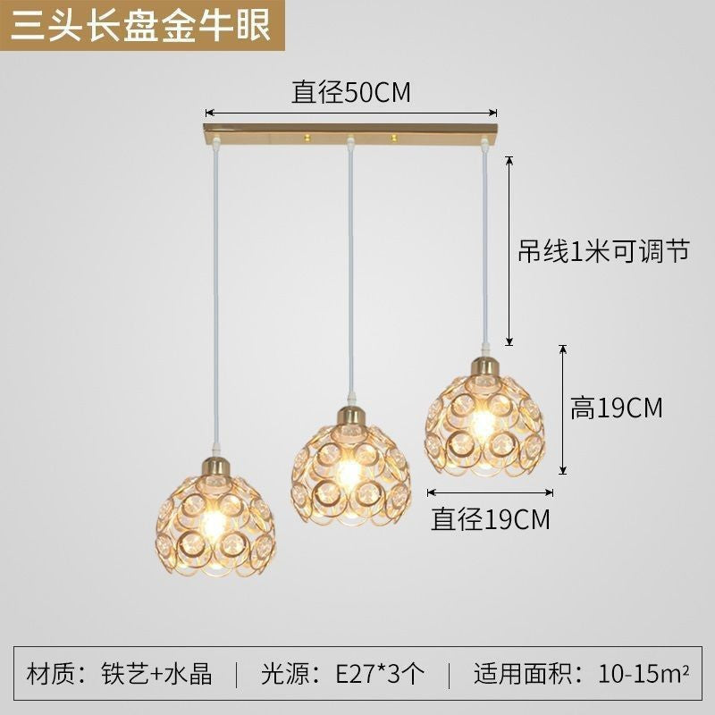 Export Simple Restaurant Crystal Pendant Light Single Head3Headboard Pendant Light Dining Table Bar Crystal Pendant Light Wholesale