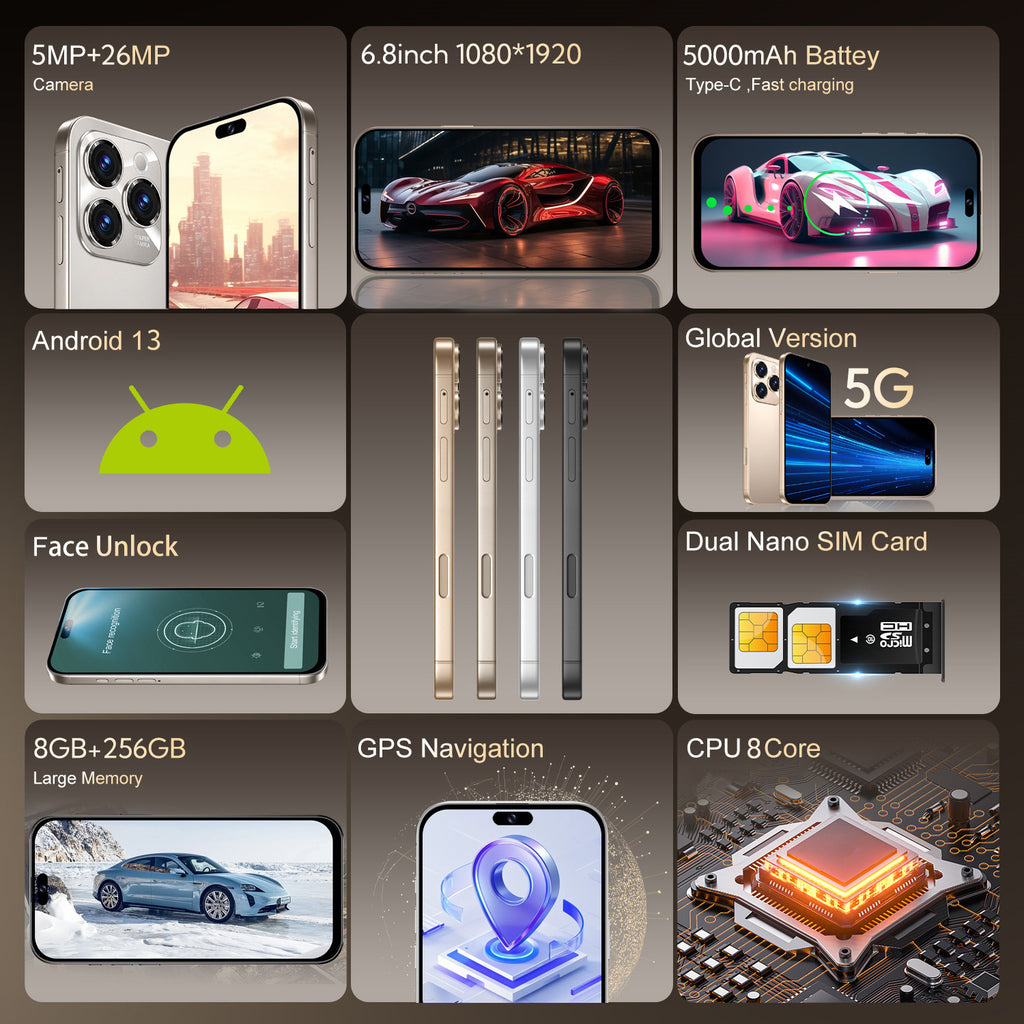 Hot selling product A16 Max Android Smartphone16+1T Factory Direct Sales Mobile Phone Available