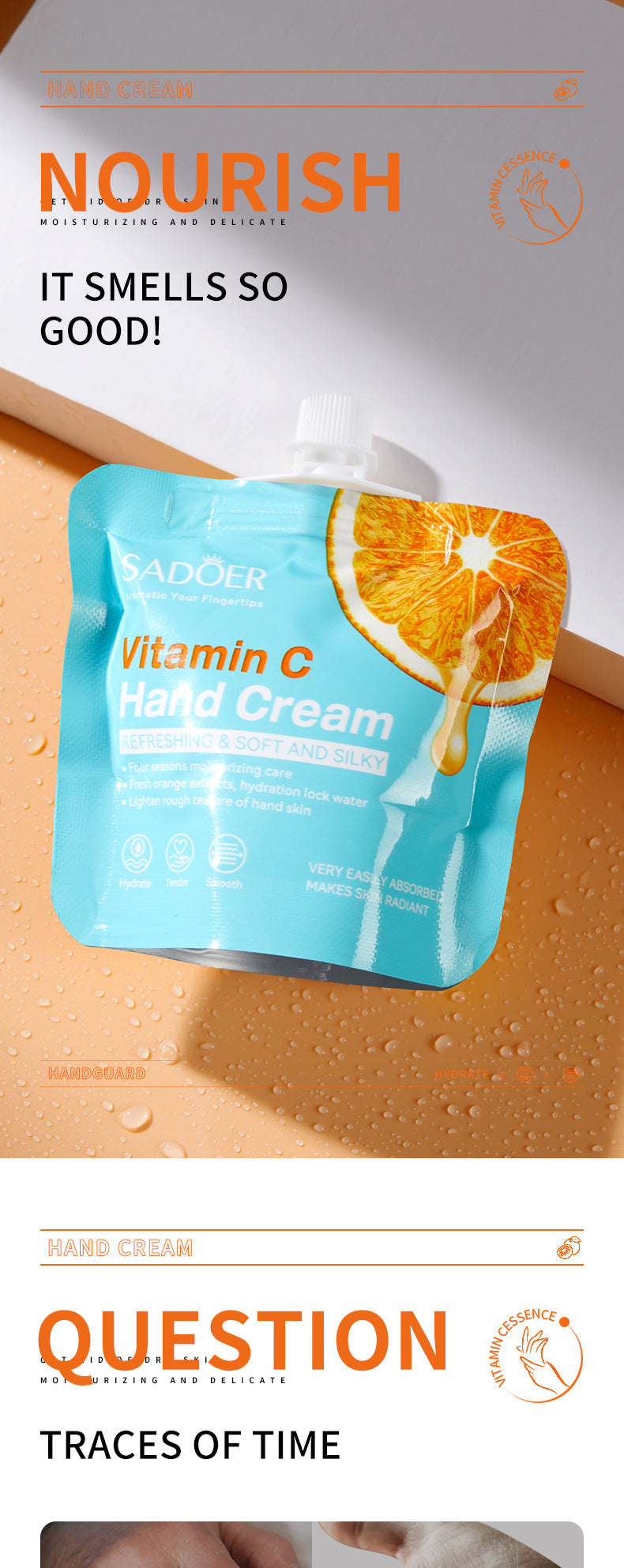 Full English Plant-Based Hand Cream in Sachet SADOER Avocado Aloe Vera Moisturizing Refreshing  Wholesale