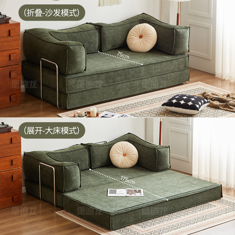 Vintage Fabric Sofa Bed for Small Apartments, Living Room, Bedroom, Home Use, Foldable, Washable, Dual-Purpose for Two or Three People, Modular Sofa