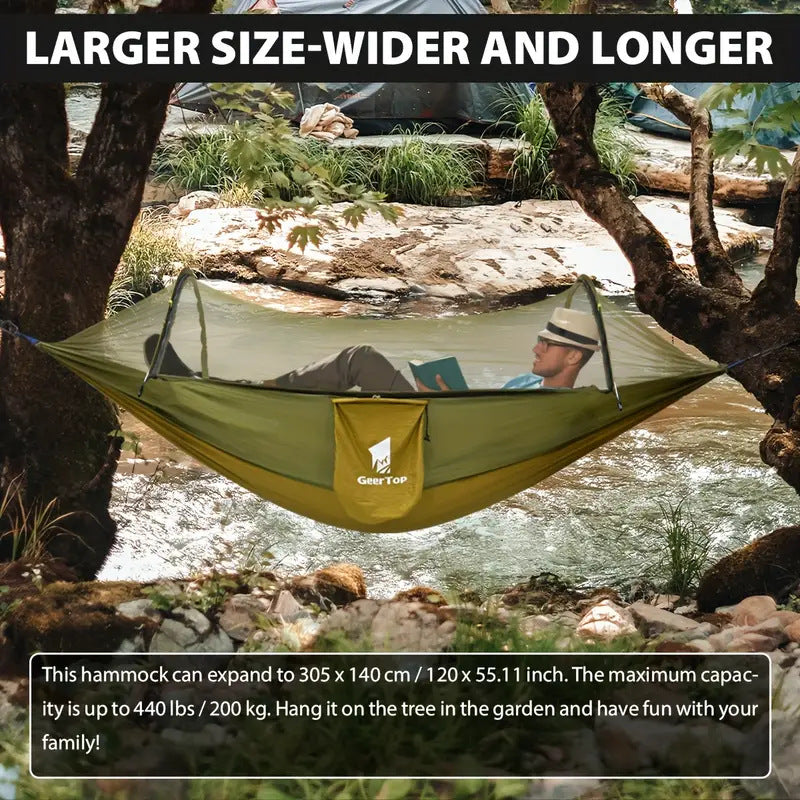 Outdoor Hammock Travel Gear Anti-Rollover Nylon Swing Mosquito Net Hammock Camping Sunshade