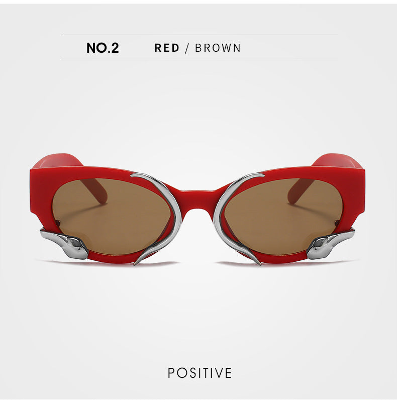 gm Same Style Women's Sunglasses Snake Small Frame Sunglasses High-End Steampunk Cat Eye Glasses shades