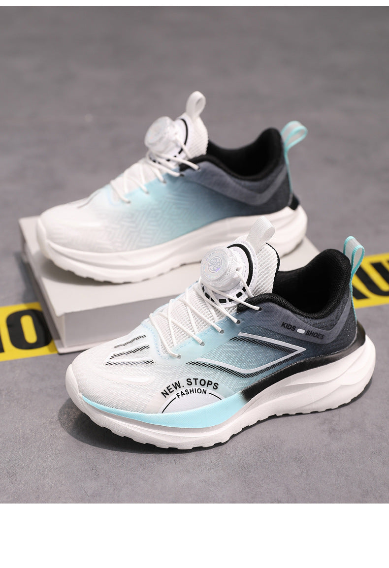 Spring and Summer New Children's Comfortable Breathable Button Running Shoes Fashionable Casual Kids Shoes Non-Slip Wear-Resistant Boys' Sports Shoes