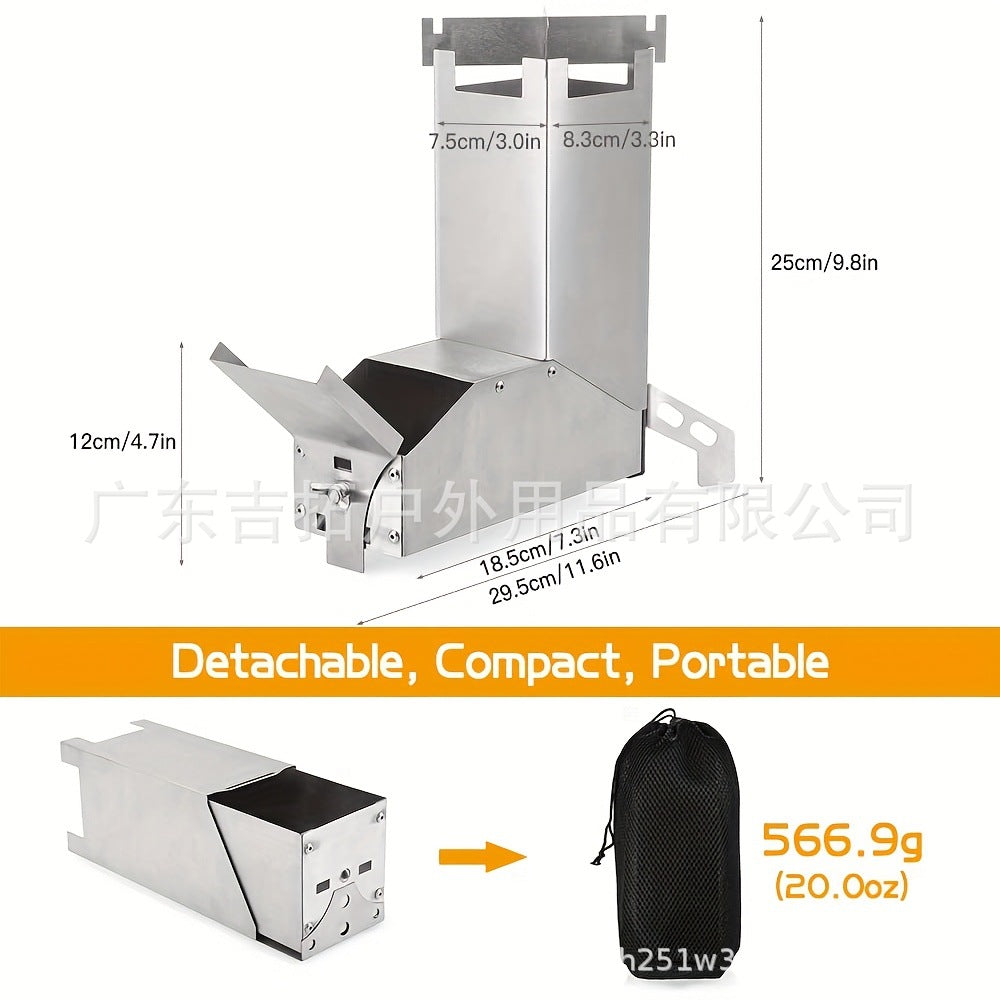 Outdoor Fishing and Picnic L Portable Rocket Stove Wood Stove for Picnics and Home Use, Winter Heating Wood Burning Stove