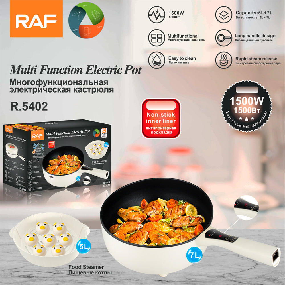RAF European Standard Multifunctional Electric Frying Pan Household Integrated Non-Stick Cooking Pot Electric Cooking Pot Steamer5L+7L