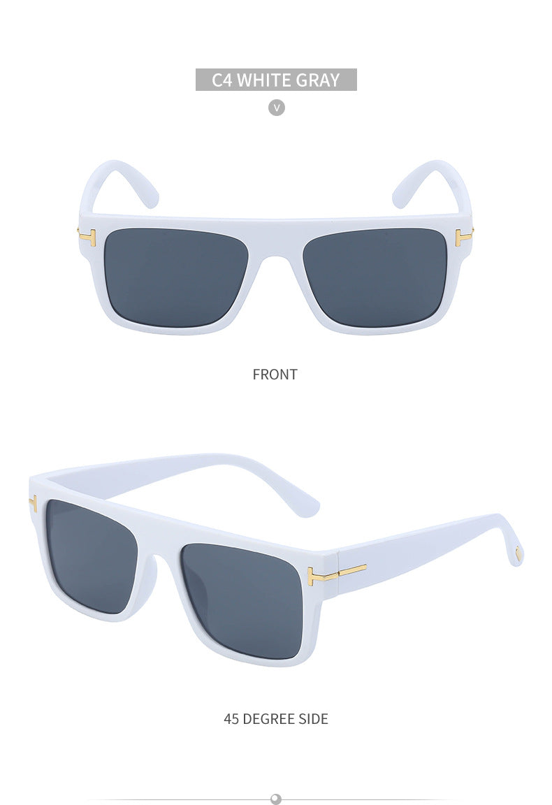 European and American retro women's sunglasses T Square Frame Sunglasses for Women Trendy Glasses Wholesale sunglasses