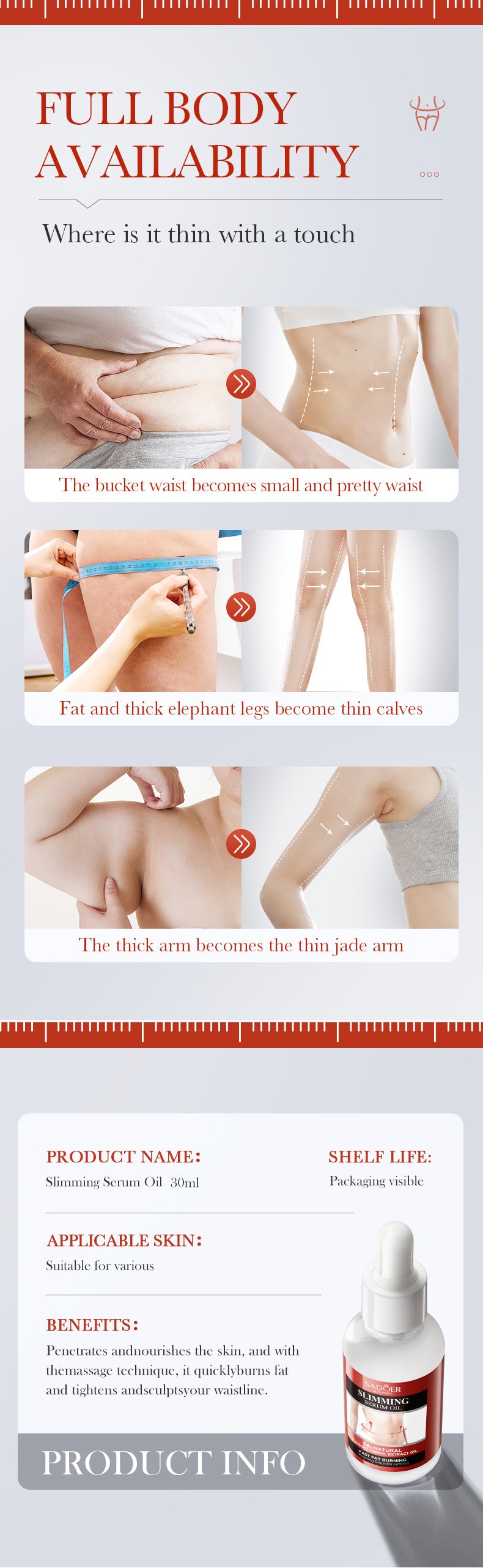 Full English Shaping Essence Oil30mlSADOER Slimming Body Shaping Firming Body Massage Cream  Wholesale