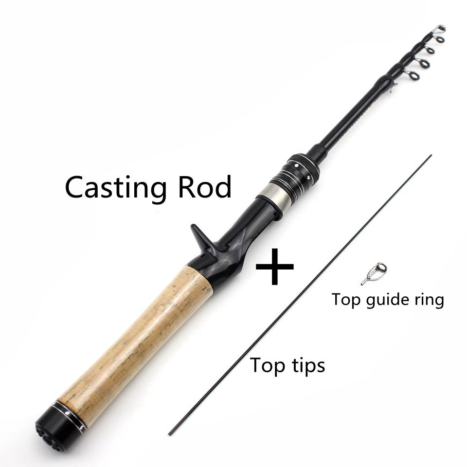 Portable Telescopic Lure Rod ul European and American Style Carbon Fiber Short Section Fishing Rod with Cork Handle