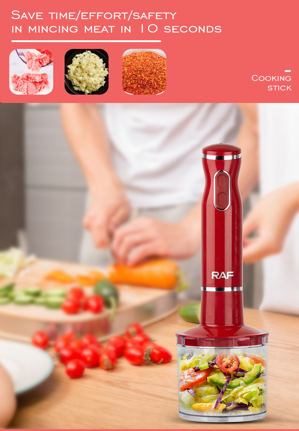 EU Plug Multifunctional Kitchen Handheld Cooking Stick Baby Food Electric Stirring Stick Milk Frother Juicer Meat Grinder