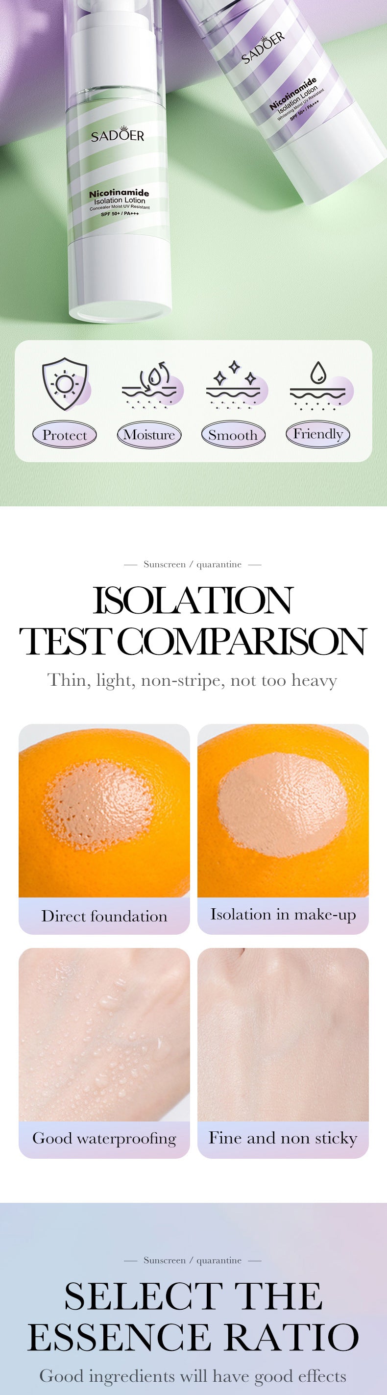 Makeup SADOER Niacinamide Two-tone Primer Brightening Skin Tone Makeup Base Cross-border Wholesale