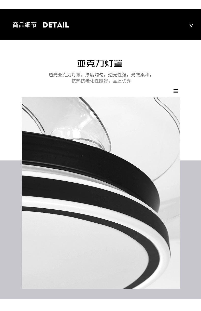 Invisible Fan Light for Home Bedroom Living Room Silent Variable Frequency Electric Fan Light Modern Simple Dining Room Ceiling Fan Light Wholesale