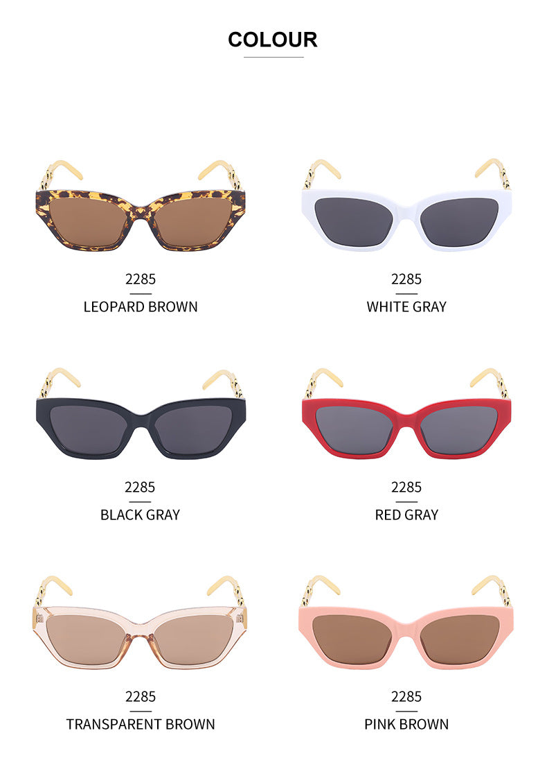 European and American Small Frame Cat Eye Sunglasses for Women, New High Altitude Style, Internet Celebrity Thick Chain Sunglasses, Trendy Women's Glasses Wholesale