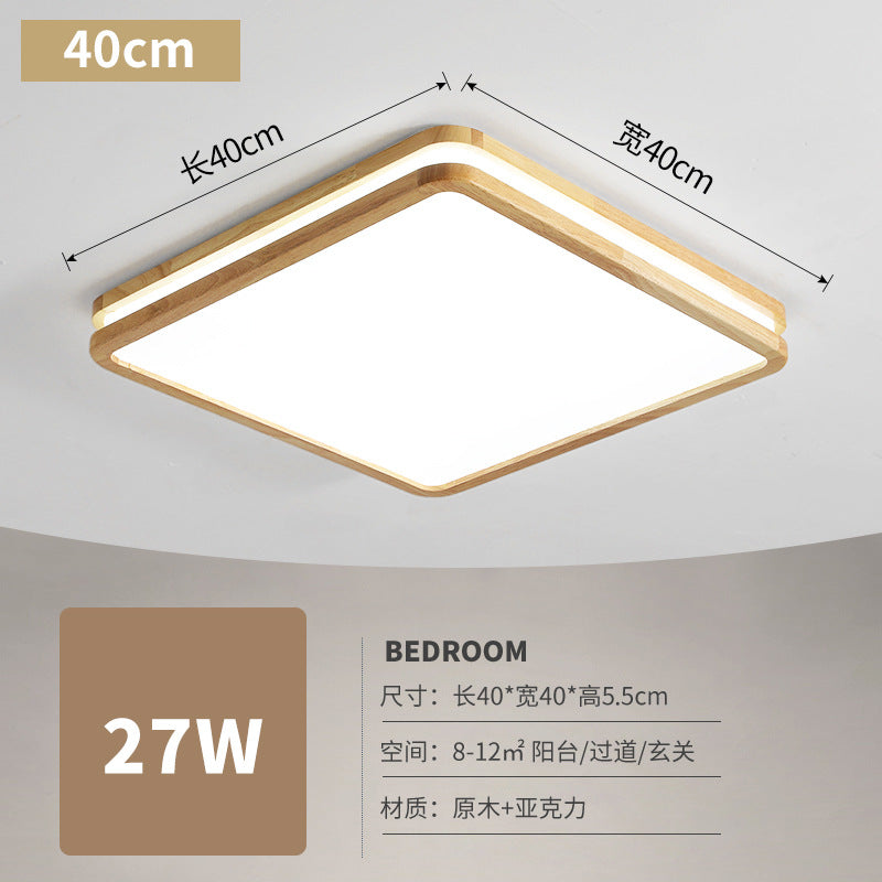 Minimalist Nordic Style Solid Wood Lighting LED Square Ceiling Light Living Room Light Hallway Light Study Light Balcony Light