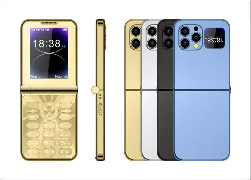 Hot Selling Exquisite Appearance Mini Folding Feature Phone Flip Cover Elderly Button Phone Pocket Phone