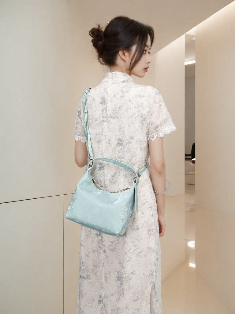New Chinese Style National Style Satin Lunch Box Bag Niche Satin Gradient Handbag Crossbody Bag Versatile Women's Bag