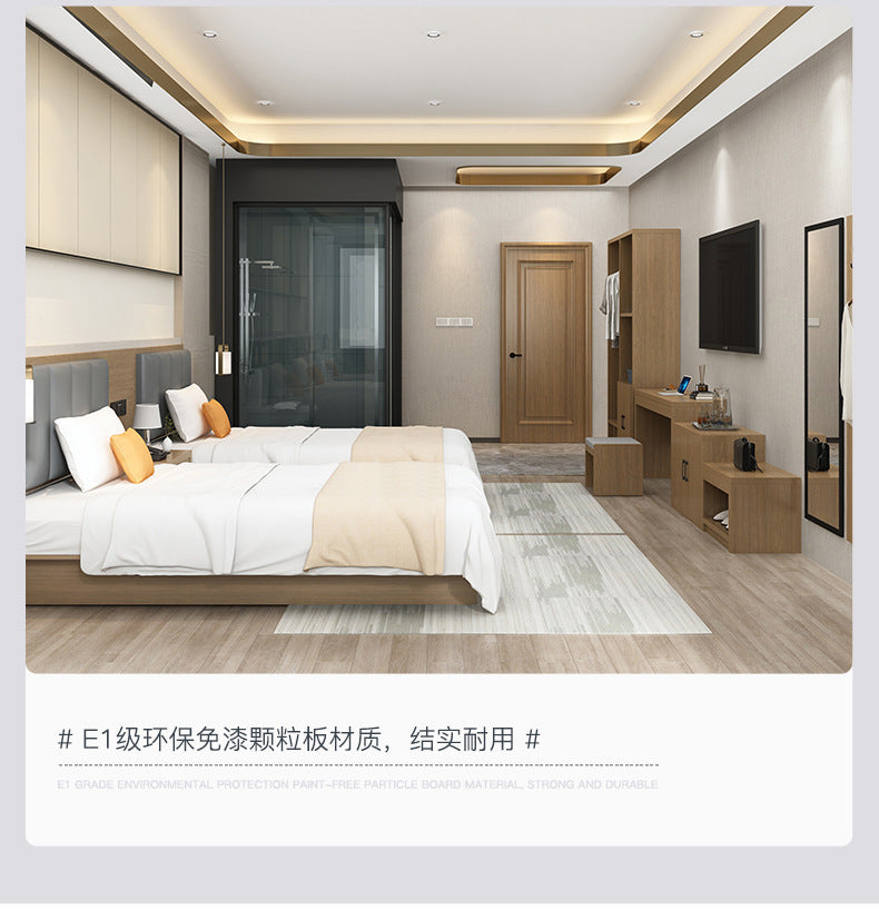 Hotel Bed Hotel Furniture Standard Room Full Set B&B Express Hotel Apartment Single and Double Bed B&B Guest Room Special Bed