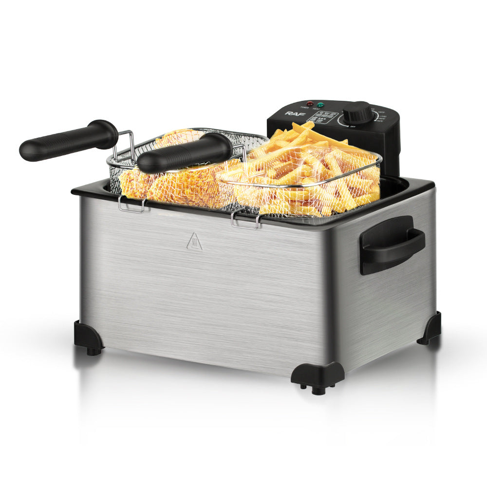 RAF Deep frying pan Household Double Pot Electric Fryer Electric Fryer Commercial Fried Dough Sticks French Fries Machine Stall Fried Skewers Pot Constant Temperature