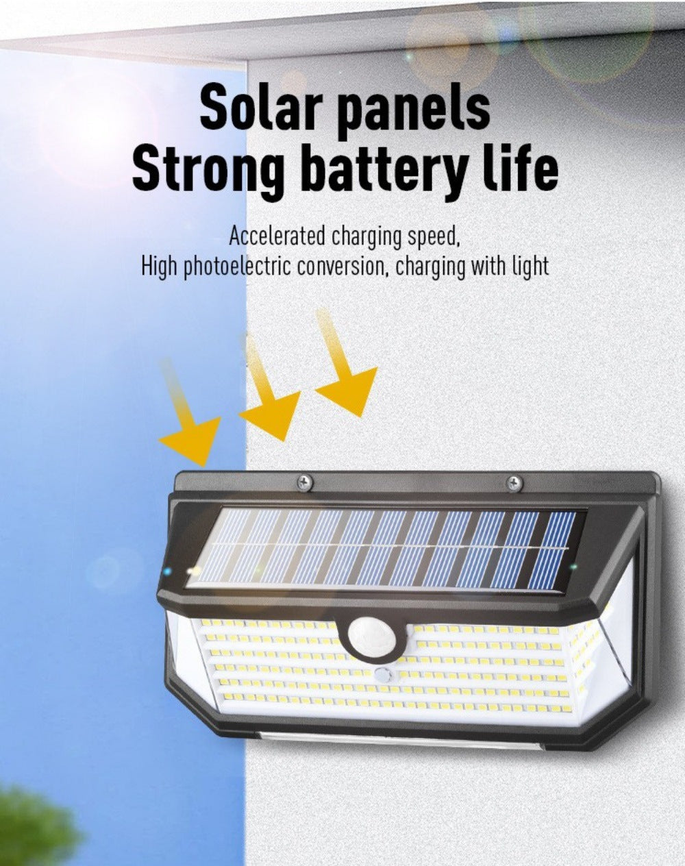 New Solar Light Human Body Sensing Wall Light Five Sides LED Lamp Waterproof light red and blue flashing solar street light