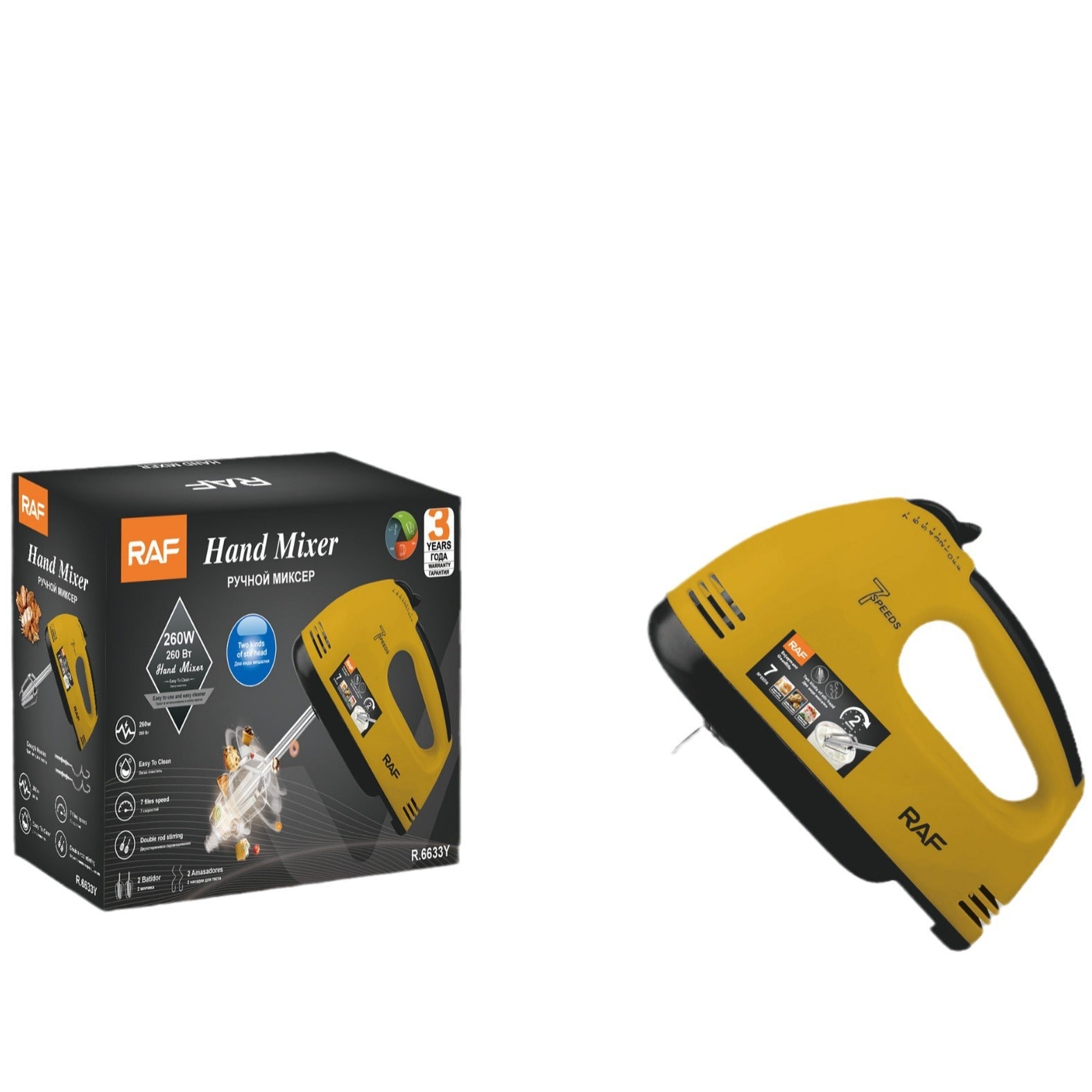 RAF European and American Regulations7Electric Egg Beater Household Handheld High-Power Egg Mixer Dough Kneading Baking Blender