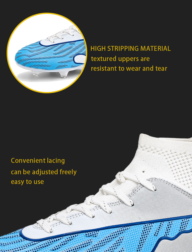 New Professional Football Shoes Boys High Top Youth Students Competition Training AG Long Spike Broken Spike Sneakers