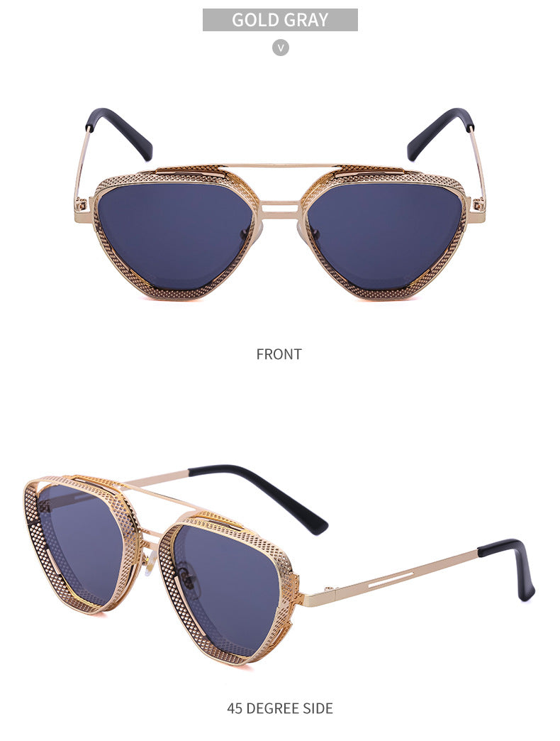New Hollow Sunglasses for Men, European and American Retro Steampunk Irregular Sunglasses, Fashion Glasses sunglasses