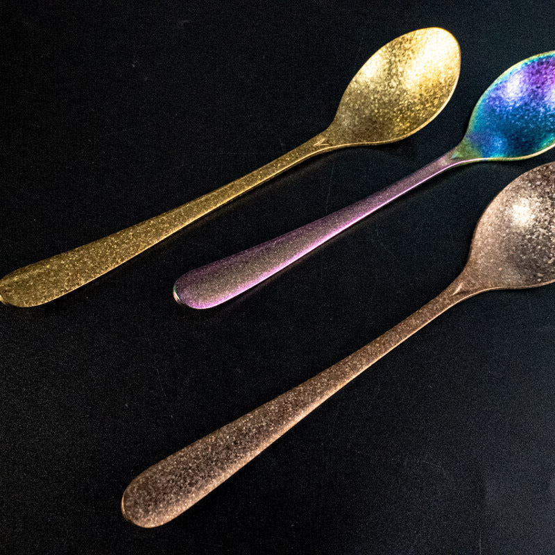 Factory Direct Sale Pure Titanium Spoon Household Crystal Ice Flower Colorful Soup Spoon Outdoor Pure Titanium Korean Style Table Spoon Camping Outdoor