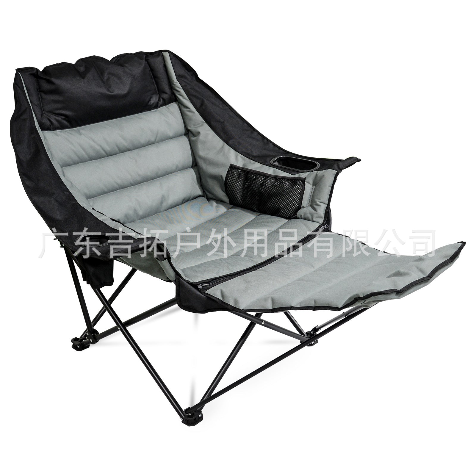 Outdoor Folding Chair with Cotton Padding, Moon Chair with Footrest, Portable Camping Leisure Backrest Folding Beach Chair, Thickened