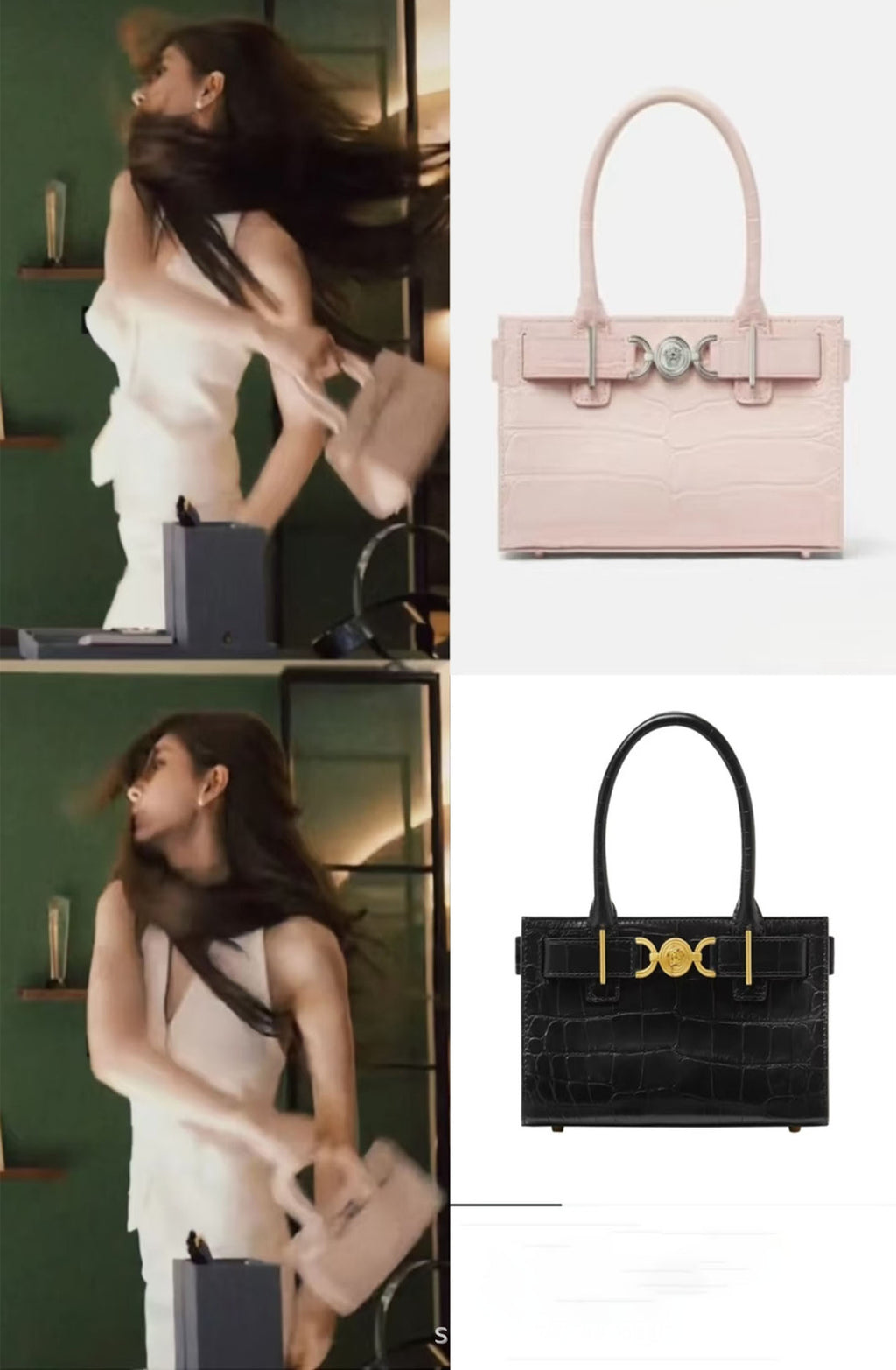 Let Me Shine Zhao Lusi Xu Yan Same Style Punch Bag2025New crocodile leather pattern handbag single shoulder crossbody bag