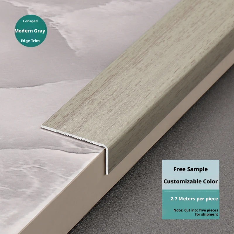 Aluminum alloy wood grain L Wooden flooring trim edge strip corner protector7Right-angle edge trim with buckle strips for threshold decoration