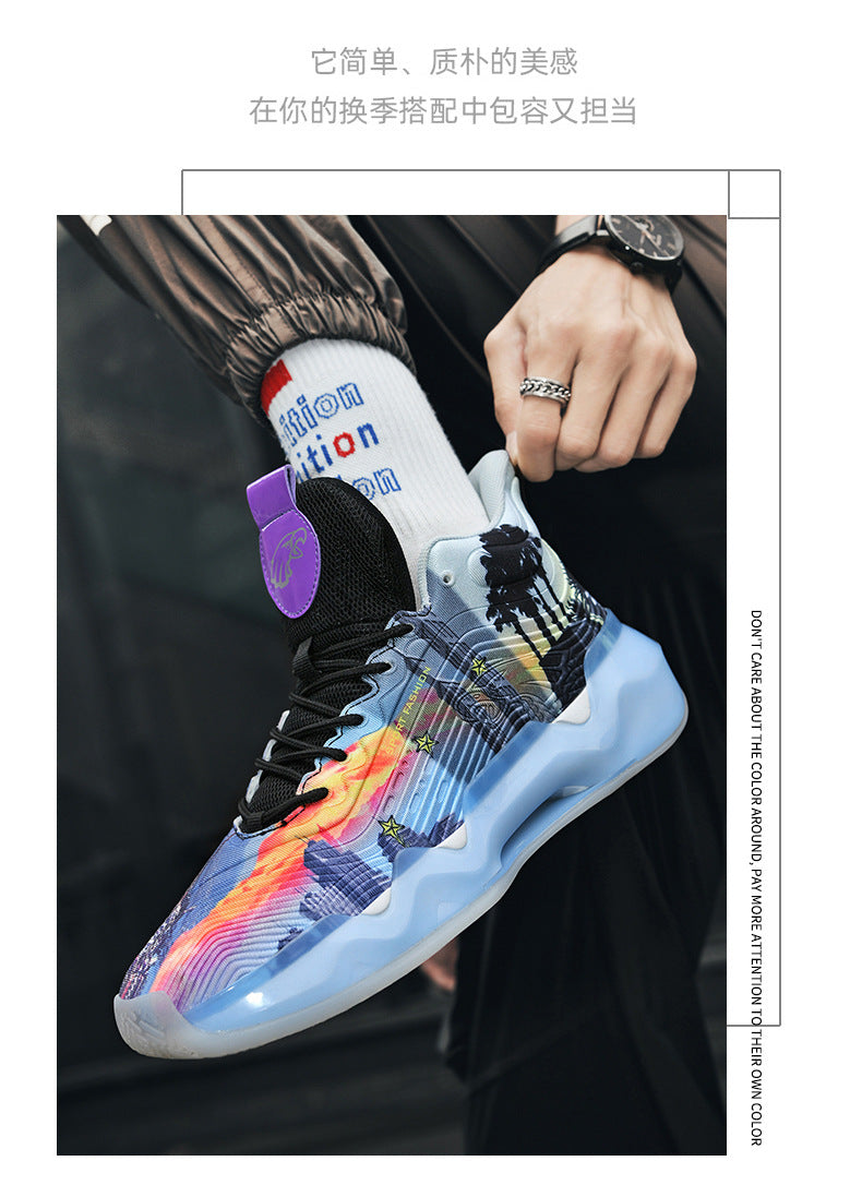 2025New Fashion Rubber Sole Sports Trendy Shoes for Teenagers, Personalized Professional High-Top Wear-Resistant Basketball Shoes