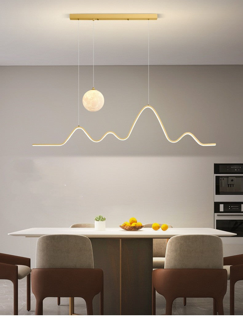 Restaurant Pendant Light Luxury Dining Room Table Bar Counter Lighting Modern Minimalist Moon Lamp Minimalist Long Strip Restaurant Light