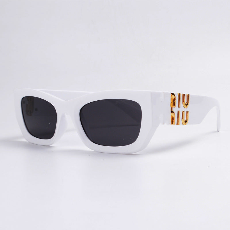 MU11Fashion Square Frame Letter Leg Sunglasses UV Protection Unisex Trendy Cat Eye Retro