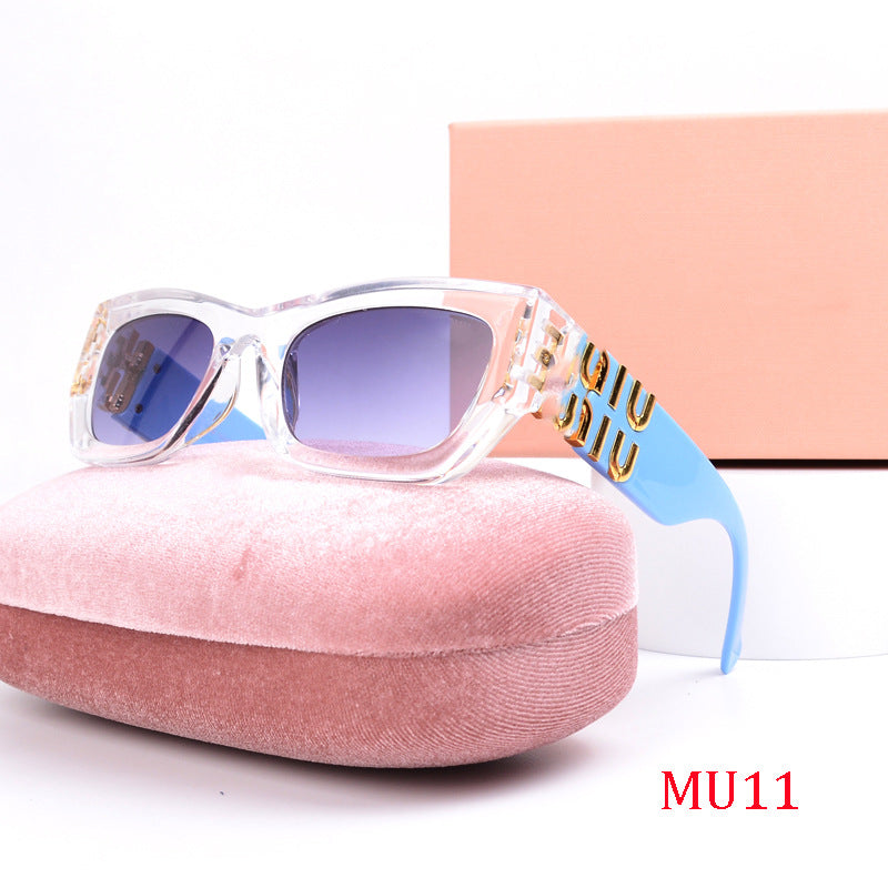 MU11Fashion Square Frame Letter Leg Sunglasses UV Protection Unisex Trendy Cat Eye Retro
