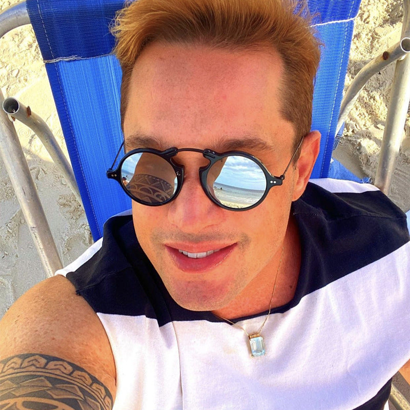 Steampunk Small Frame Sunglasses for Women, European and American Trendy Round Frame Sunglasses, Unique Street Style Glasses for Women sunglasses