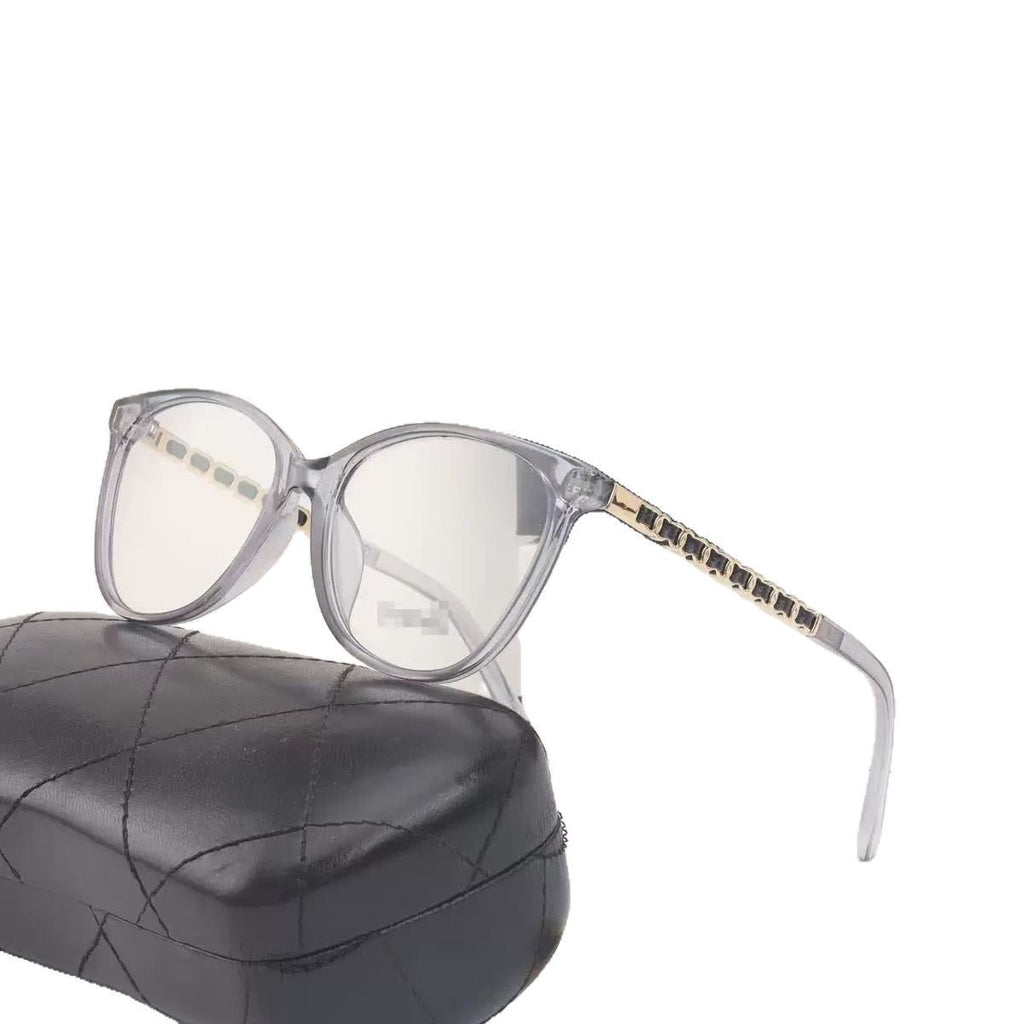 Chanel Style Eyeglass Frames3408Black Frame Plain Glasses Female Blogger Same Style Anti-Blue Light Radiation Outdoor Street Shooting Glasses